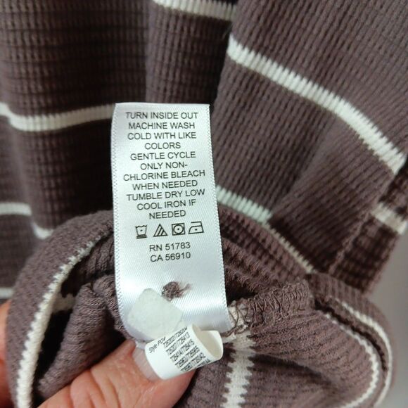 24/7 Maurices Blouse Women's Size 3X Brown White Striped Button Accents * - Picture 4 of 8